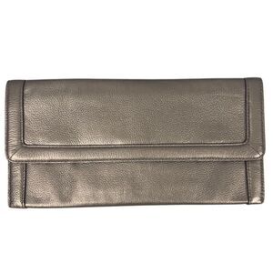 Banana Republic Women's Gold Leather Clutch Wallet One Size